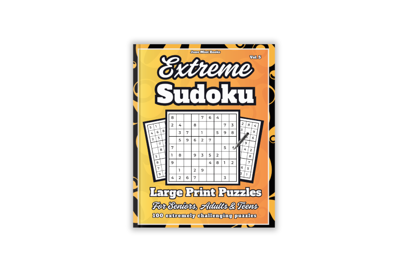 Yello Cover of Extreme Sudoku Large Print Puzzles by Juno Mint Books