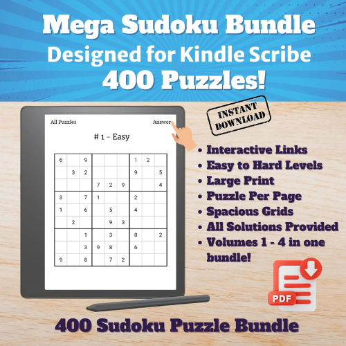 Mega Sudoku Bundle for Kindle Scribe Users by Juno Mint Books   