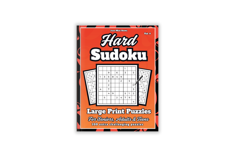 Orange Cover of Hard Sudoku Large Print Puzzles by Juno Mint Books